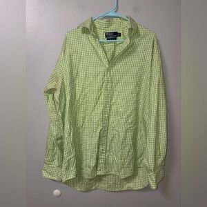 Polo Ralph Lauren Green gingham westerton fine‎ 2 ply 100s button down collar L